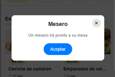 Confirmación de llamada al mesero