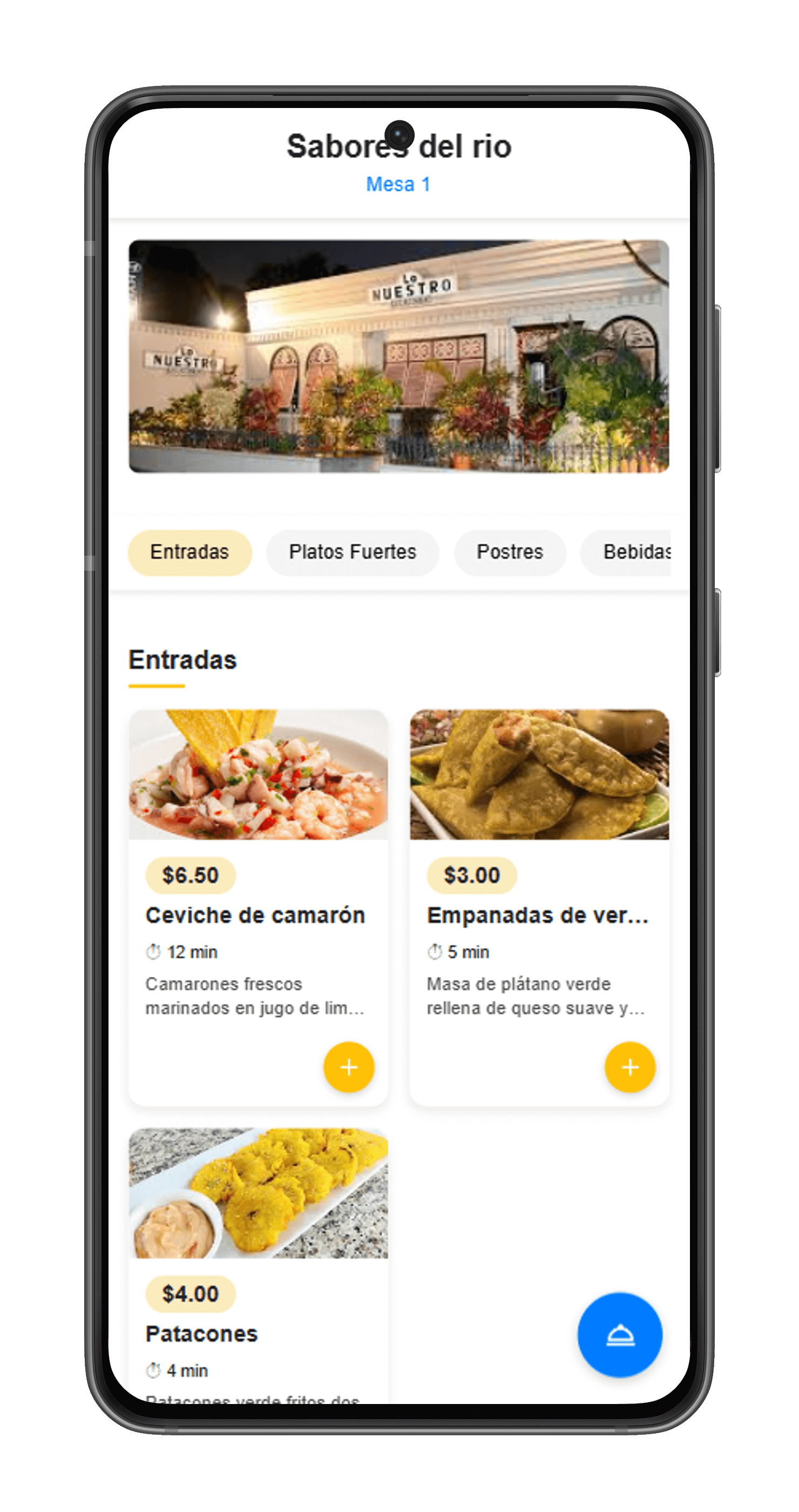 Vista del menú digital de MenuFacilito en un smartphone